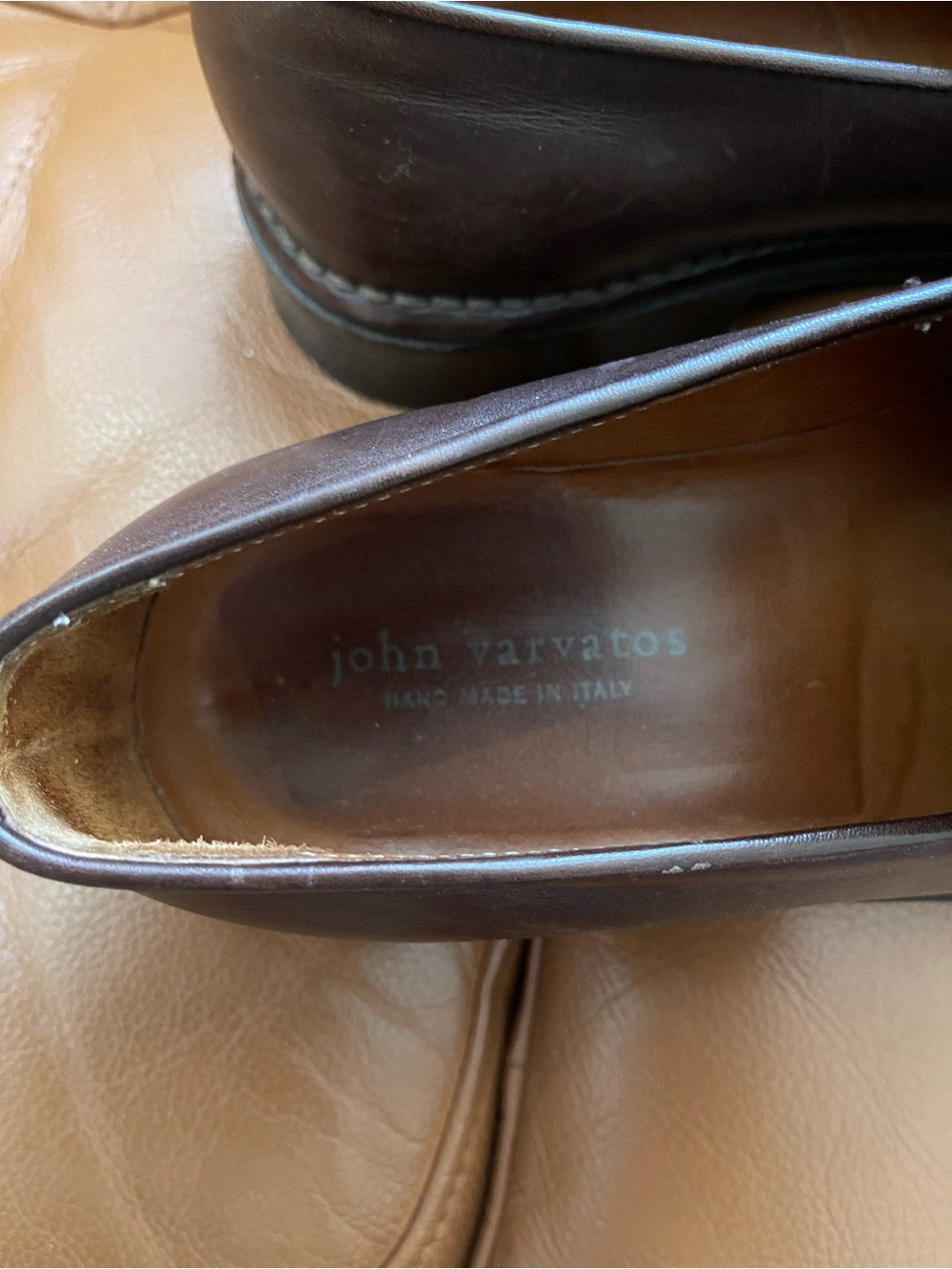 John Varvatos Brown Leather Slip-On Dress Shoes 9,5 - Picture 7 of 9